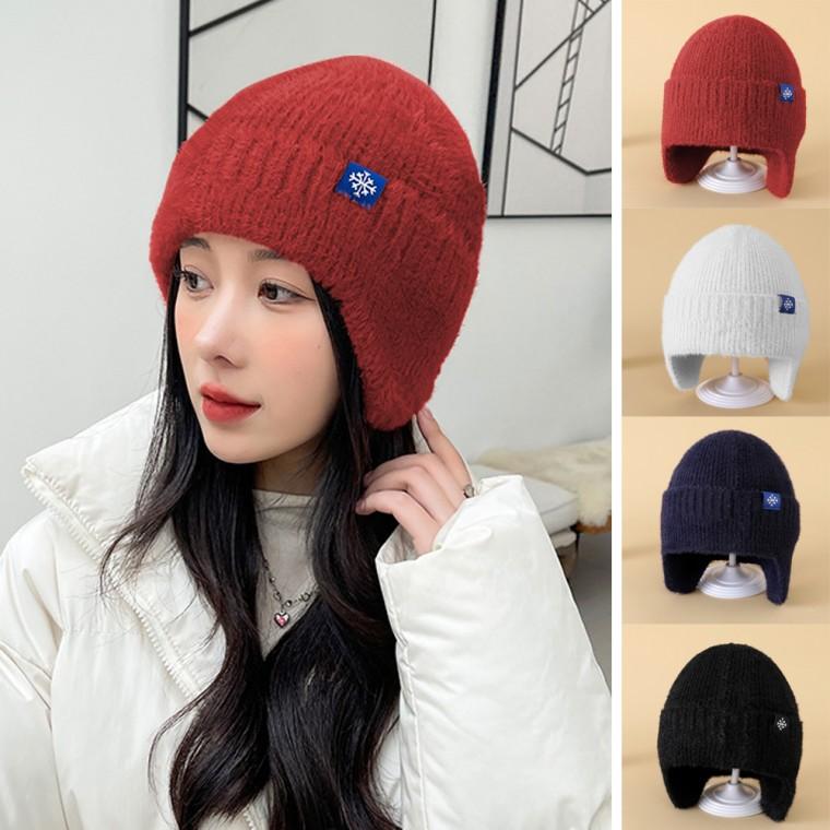 여자 기모 안감 추운 겨울 패션 라벨 귀달이 비니