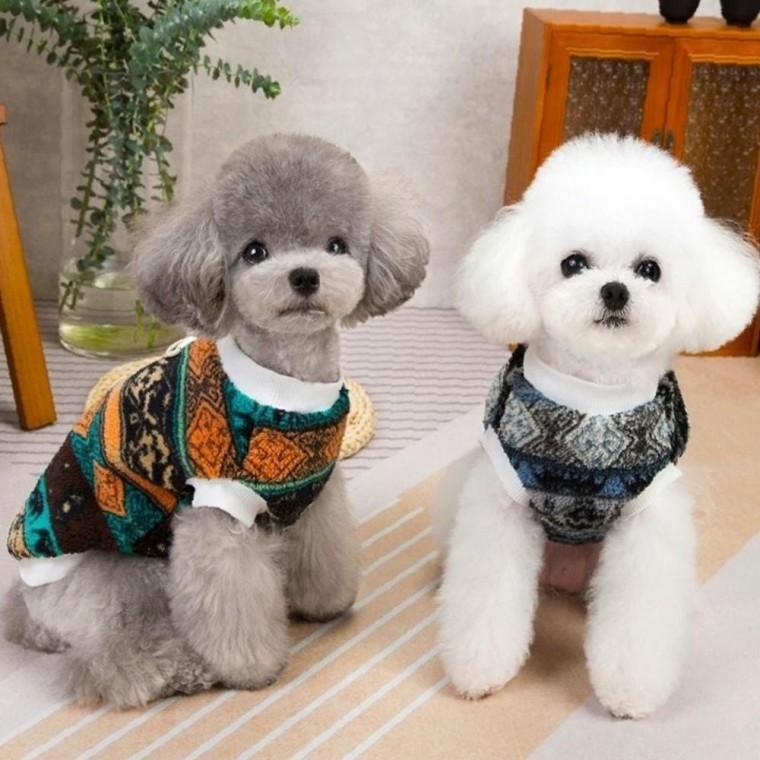 강아지옷 2컬러 쿨링 북유럽풍 겨울 양털 보온기모 티셔츠