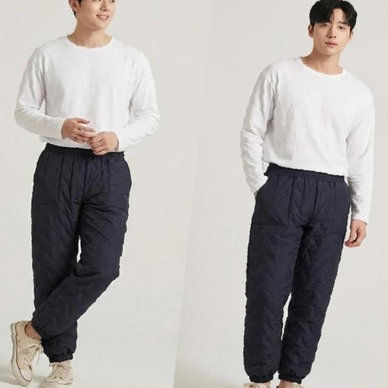 4컬러 남녀공용 모던 웜 퀼팅 패딩바지 겨울 조거팬츠