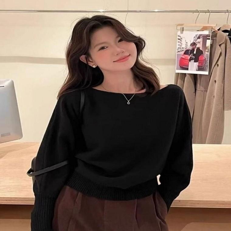 4컬러 가을 겨울 오프숄더 가오리핏 팔뚝살커버 니트