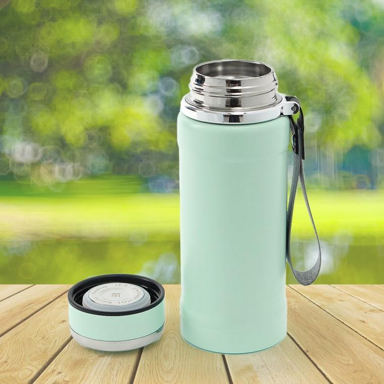 사계절 보온보냉병 보온병 진공 등산 캠핑 아웃도어 물병 (600ml) (민트)