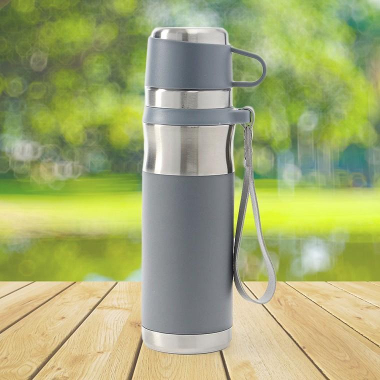 웰데이 티보틀 보온병 원터치 등산 캠핑 보온보냉병 물병 (500ml) (그레이)