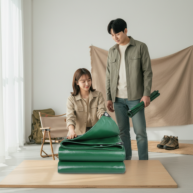 PVC 방수포 텐트 시트 4x5m 그린 캠핑 쉘터 코팅 5m