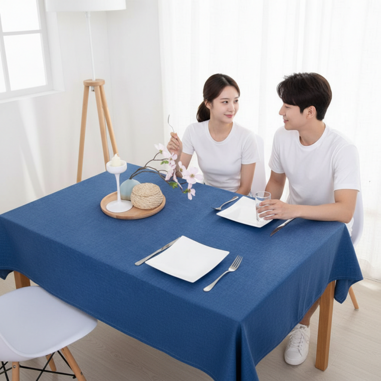 린넨 방수 테이블보 식탁보 캠핑용 홈카페 식탁 커버 220cm