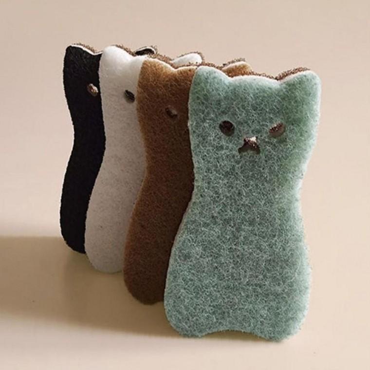 주방 설거지 시크한 고양이 양면 4개1세트