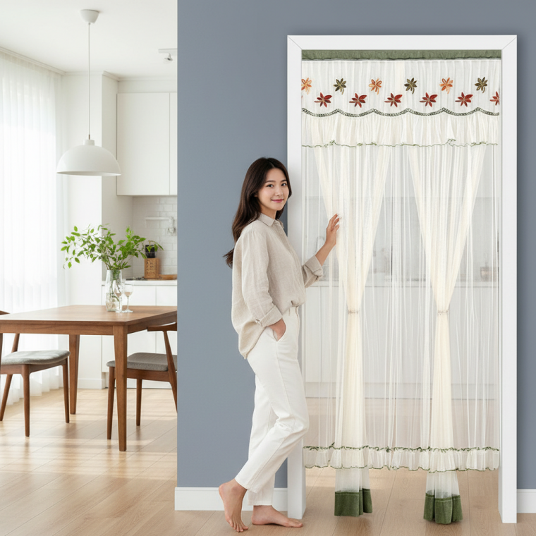 레이스 창문 커튼 주방용 120x210cm 210cm 길이 디자인