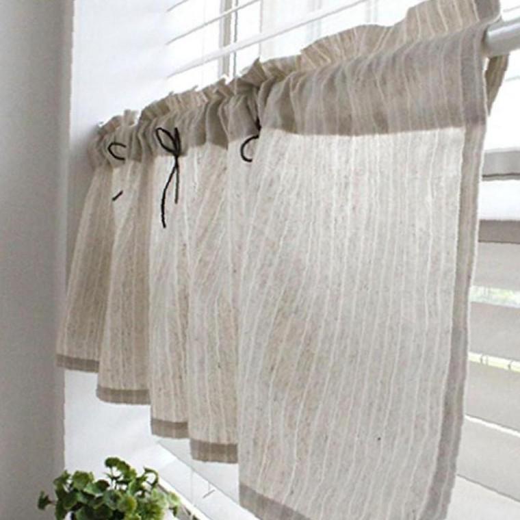 린넨 알뜰 스트라이프 1P 주방 작은 창문 가리개