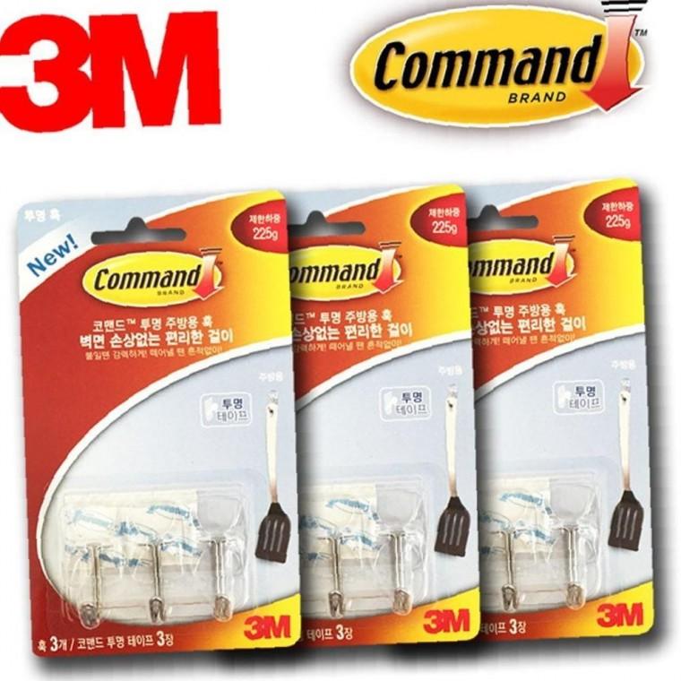 3M 투명 데일리 스틸고리 소형후크 9P주방용품 벽면걸이 벽고리 코맨드