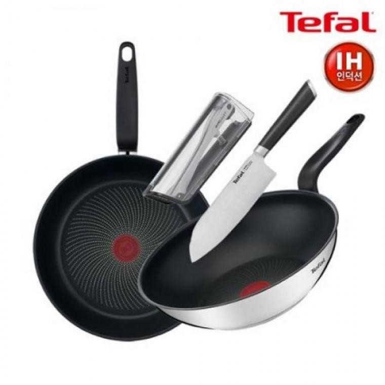 2P 프라이팬 28+웍 28 칼갈이 인덕션 칼 케이스 산도쿠 테팔 TFC-IP8WEVST16 팬 식도 세트 16.5cm+전용 프