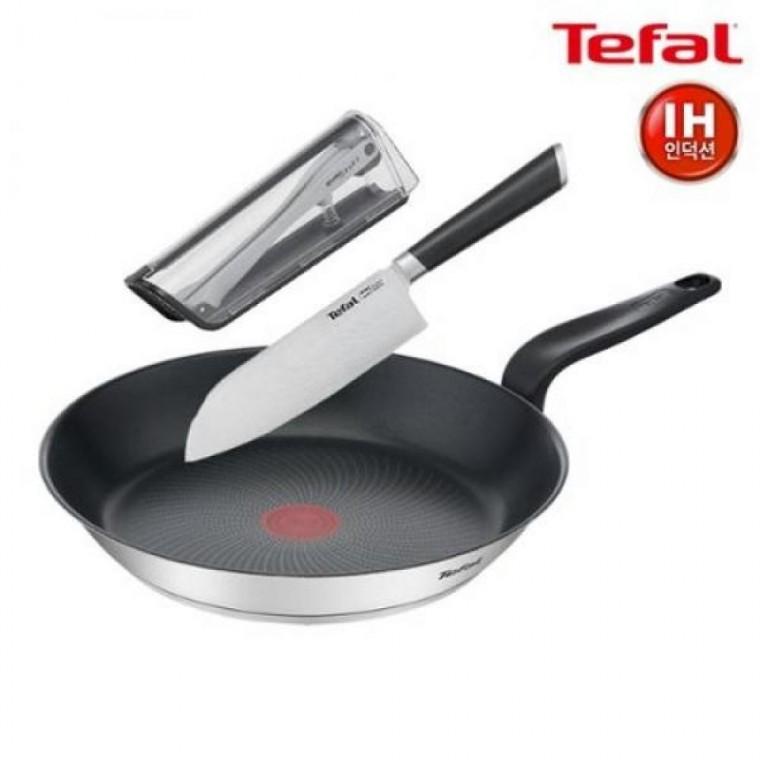 산도쿠 인덕션 프리즘 테팔 케이스TFC-IP8EVST16 식도 프라이팬28cm+에버샤프 칼 16.5cm+전용 칼갈이