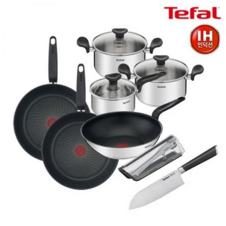 인덕션 TFC-IP6SETEVST16 테팔 프리즘 칼갈이 산도쿠 케이스 16.5cm+전용 프라이팬&냄비 6P+에버샤프 식도