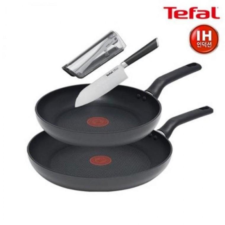 프라이팬 16.5cm+전용 테팔 칼갈이 티타늄 델리커시 칼 24cm+28cm+에버샤프 식도 인덕션 케이스TFC-ID48EVS