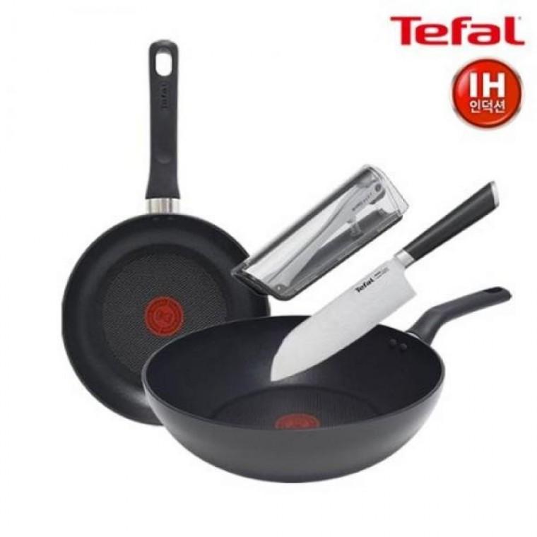 칼갈이 테팔 TFC-ID2WEVST16 티타늄 산도쿠 식도 프라이팬 케이스 28cm+에버샤프 칼 델리커시 16.5cm+전용