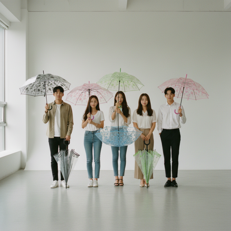 투명 리버스 벚꽃 디자인 장우산 양산 겸용 봄철 우양산
