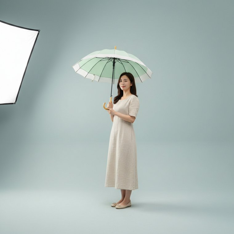 견고한 우드 손잡이 16살 투톤 컬러 장우산 양산 겸용
