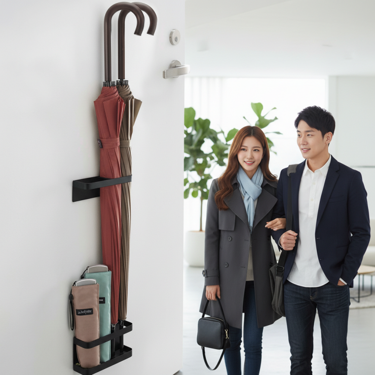 무타공 자석 우산꽂이 물받이 사무실 학원 가정 실내용 우산 거치대