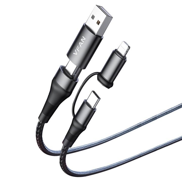 S2B VIPFAN X19 충전 케이블 USB to 4IN1 멀티 젠더타입 60W PD고속충전 / 1m
