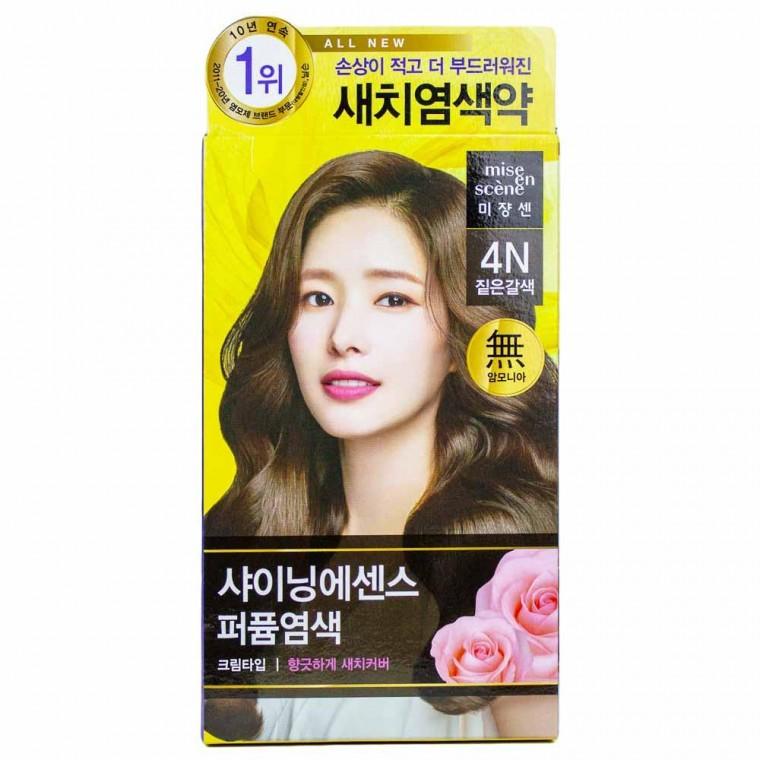 새치염색약/미장센샤이닝칼라4N(짙은갈색)