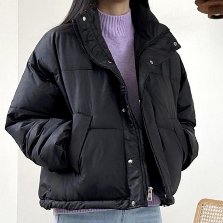 웰론 출근룩 패딩 겨울 데일리 2컬러 숏점퍼 여성 겨울 숏점퍼 데일리룩 가죽점퍼 패딩 여성 의류