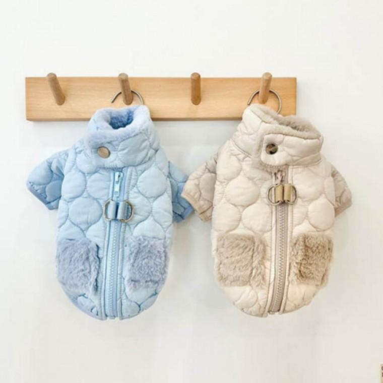 강아지 하이넥 패딩 점퍼 겨울 산책 반려견 하네스 1P