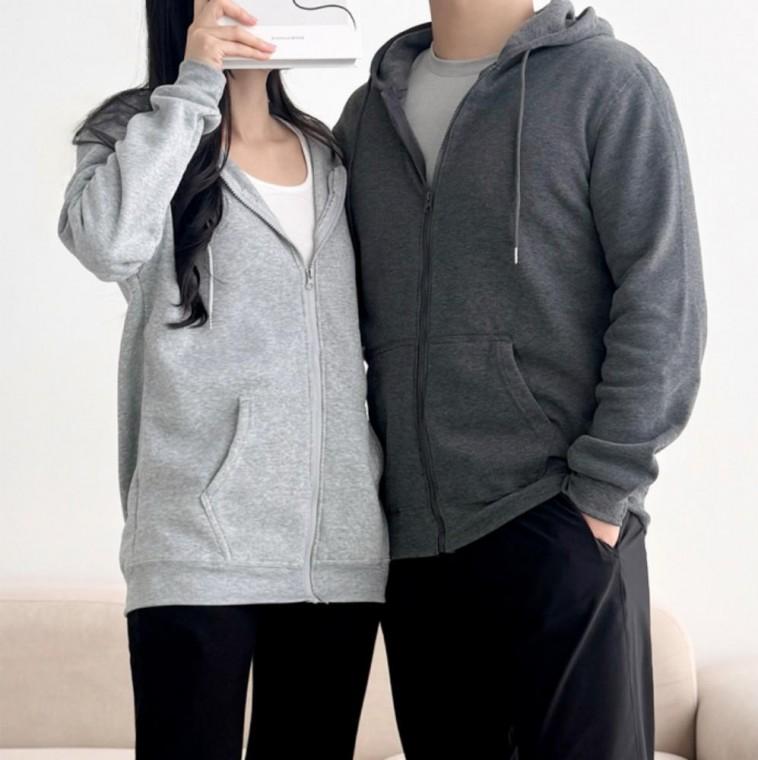 남녀공용 겨울 베이직 기모 캐주얼 자켓 후드 집업