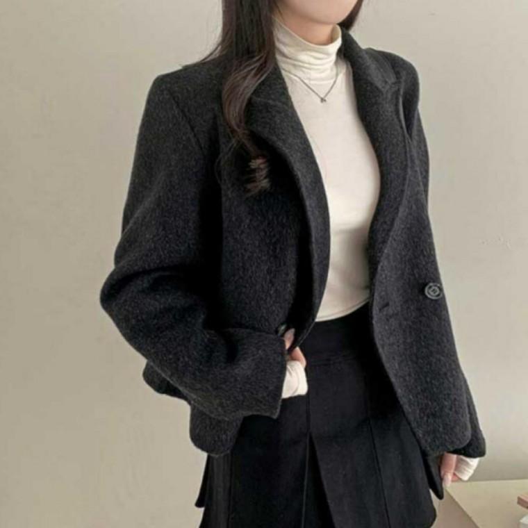 겨울 데이트룩 투웨이 카라 크롭 블레이져 하객룩 자켓
