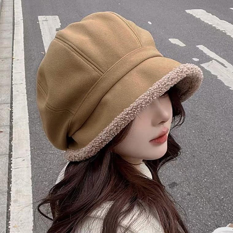 여자 겨울 뽀글이 뉴스보이 방한 캡모자