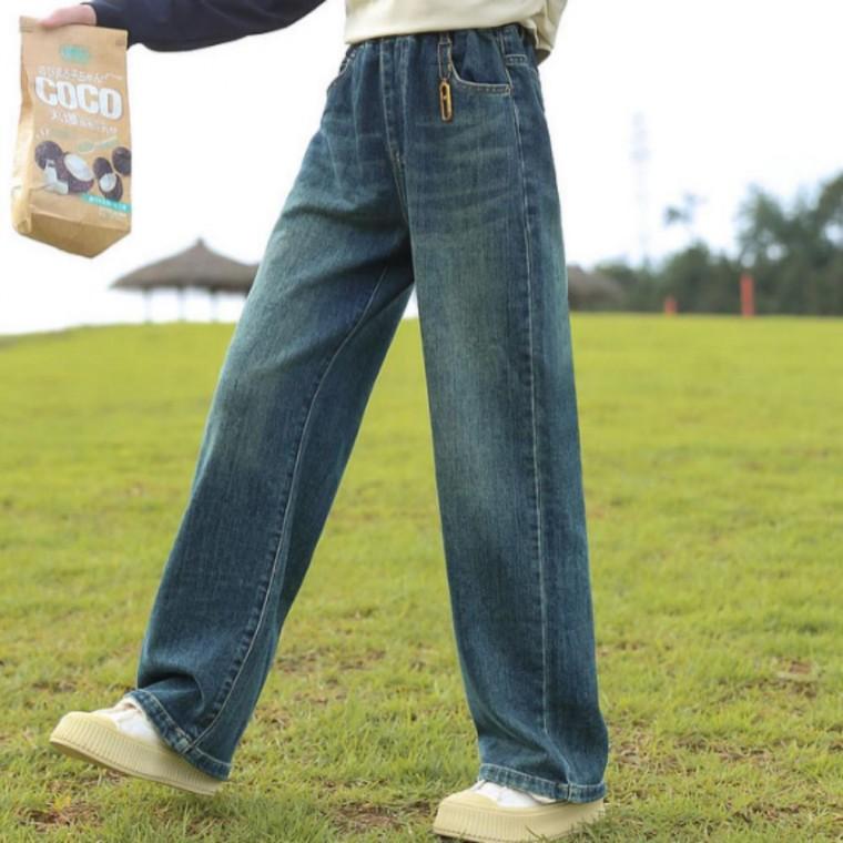 주니어 기모 겨울용 초등학생 청바지 일자 데님 팬츠