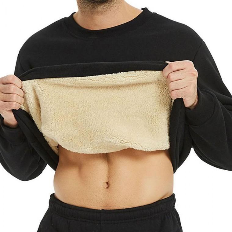 남성 뽀글이 털 안감 겨울 방한 라운드 티셔츠