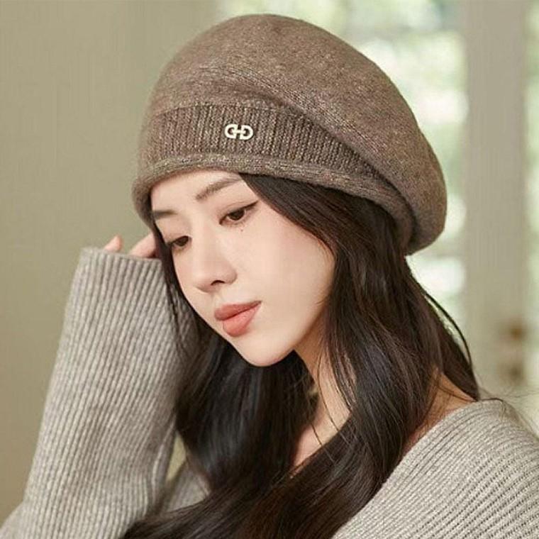 여성 고급 장식 니트 베레모 겨울 모자