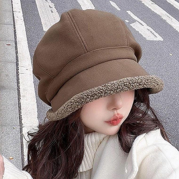여자 겨울 뽀글이 방한 뉴스보이캡 모자