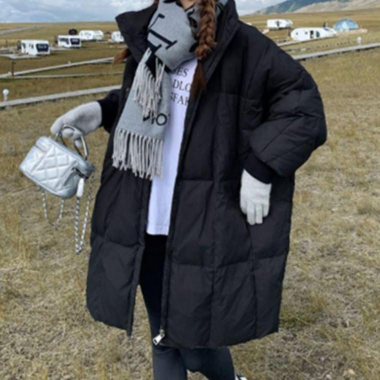 오버핏 미디 롱 겨울 데일리 패딩 점퍼