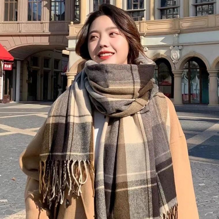모조캐시미어 머플러 목도리 체크 겨울 학생목도리