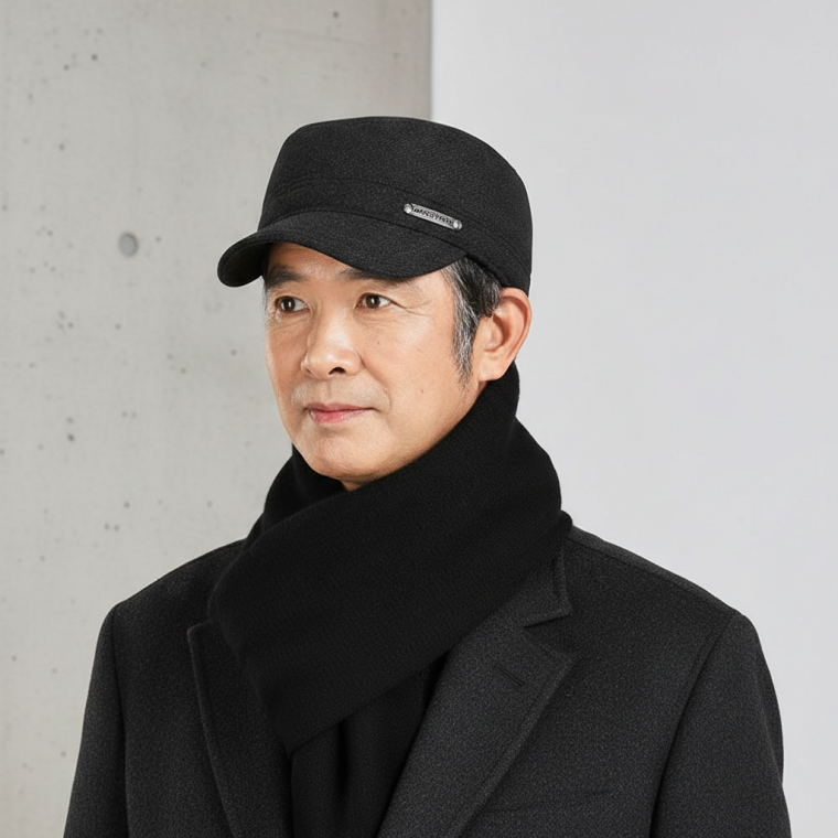 중년 남성용 겨울 방한 보온 캡 모자 따뜻한 야외용 헤드웨어
