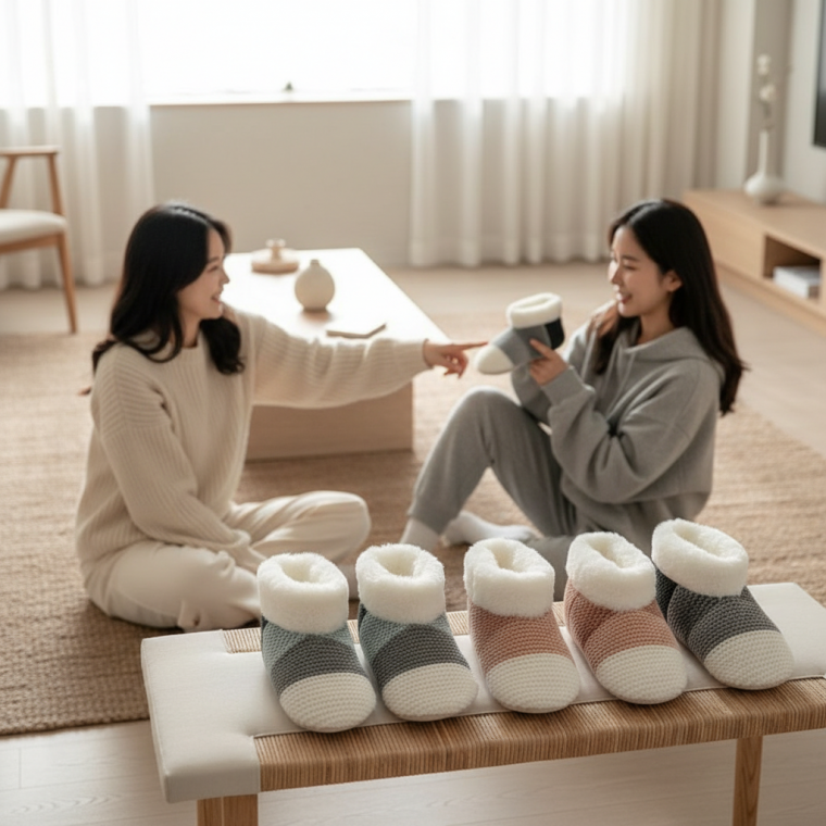 겨울용 보온 덧신 실내화 바닥 미끄럼 방지 수면 양말