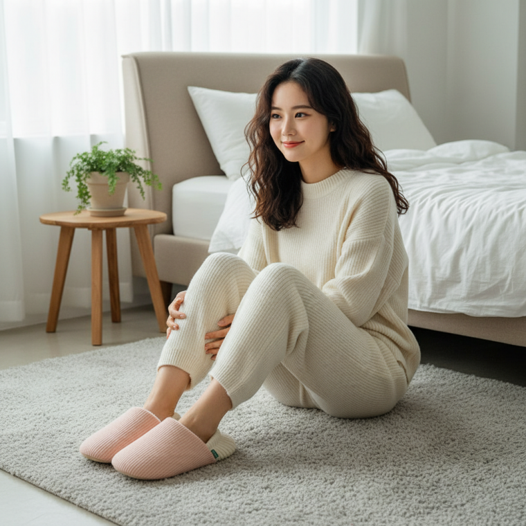 겨울용 무소음 실내 슬리퍼 거실 덧신 실내화 침실용 실내 슬리퍼