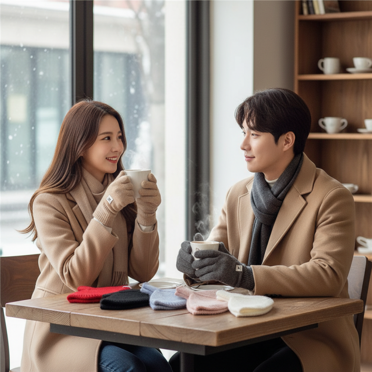 겨울 니트 반가락 장갑 커플용 바이크 보온 여성용 손토시