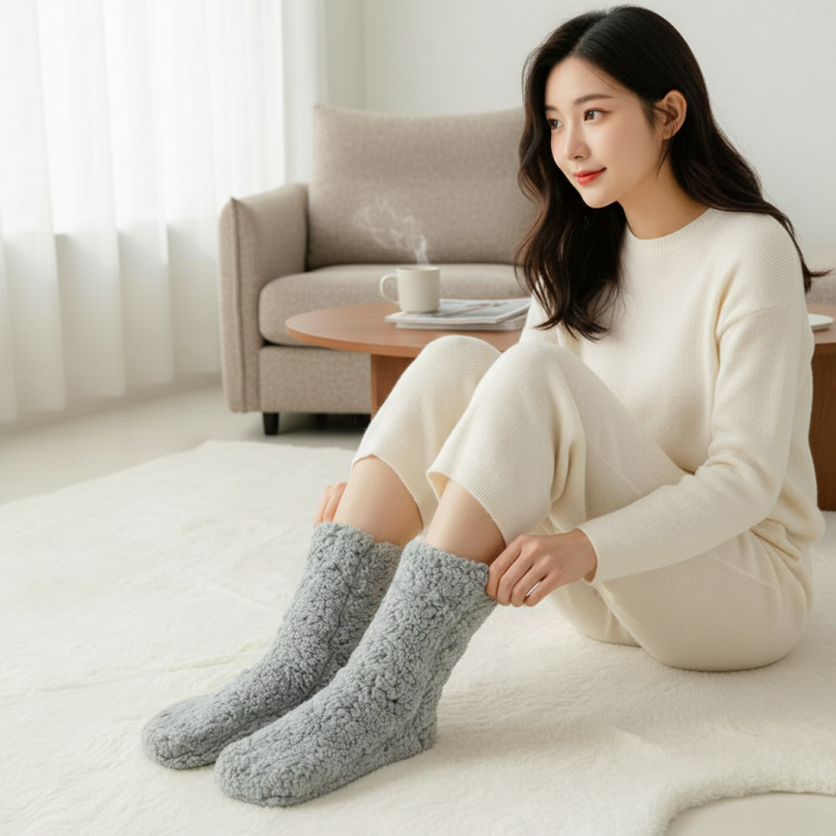 겨울용 따뜻한 보온 슬리퍼 수면 실내 착용 양말 깔창 덧신