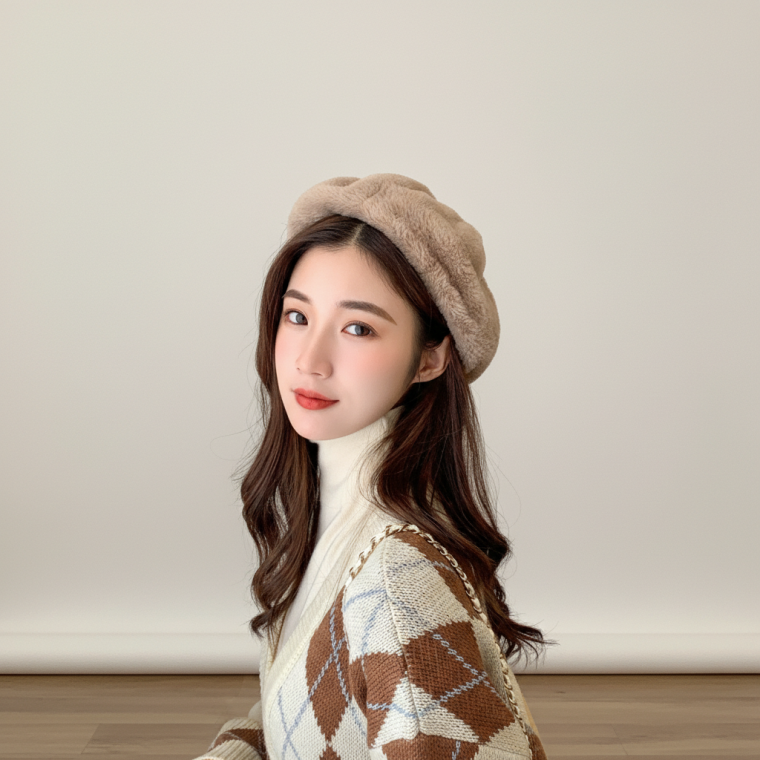 여성 겨울용 페도라 모자 화가모자 베레모 니트 캡