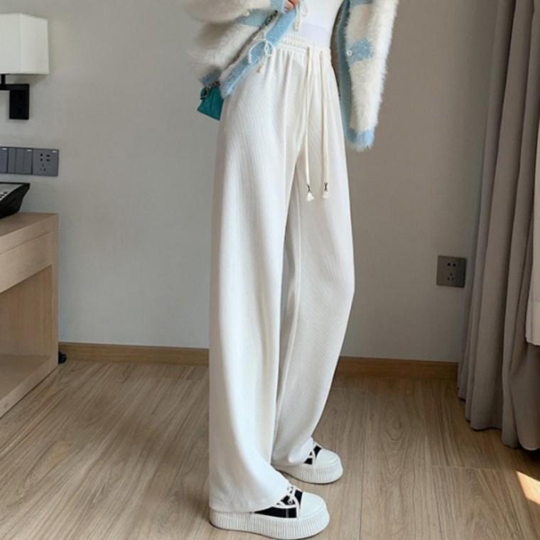 와이드 코듀로이 밴딩 팬츠 안감 기모 여자 겨울 바지