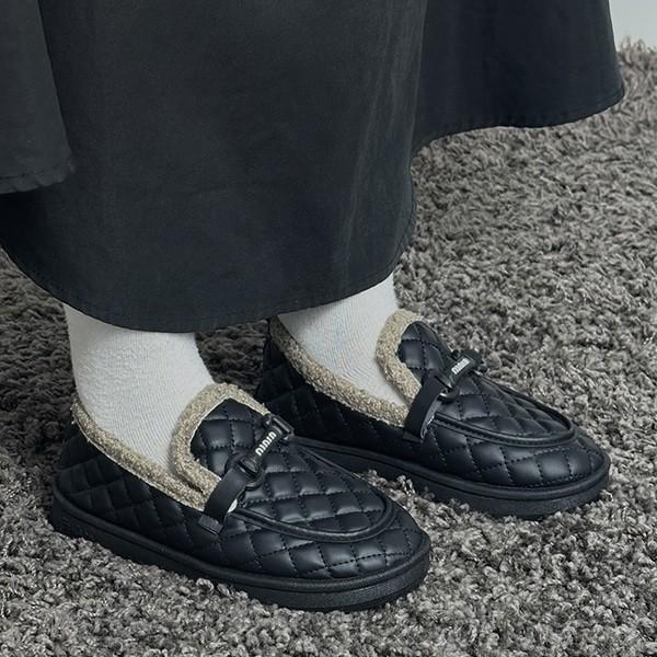 여성 퀼팅 퍼안감 로퍼 데일리 겨울 슈즈