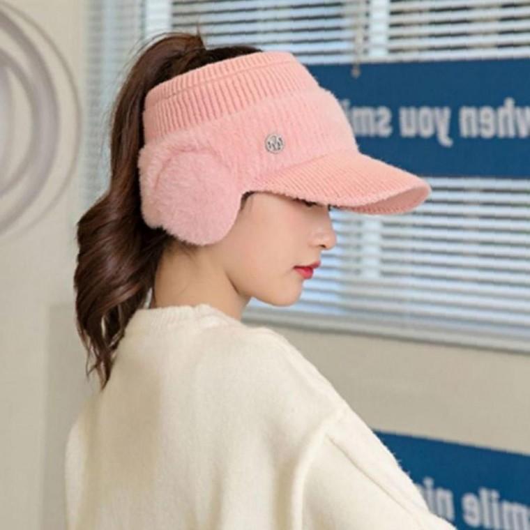 여성 겨울 실속 니트 썬캡 1P 방한 귀마개 털모자