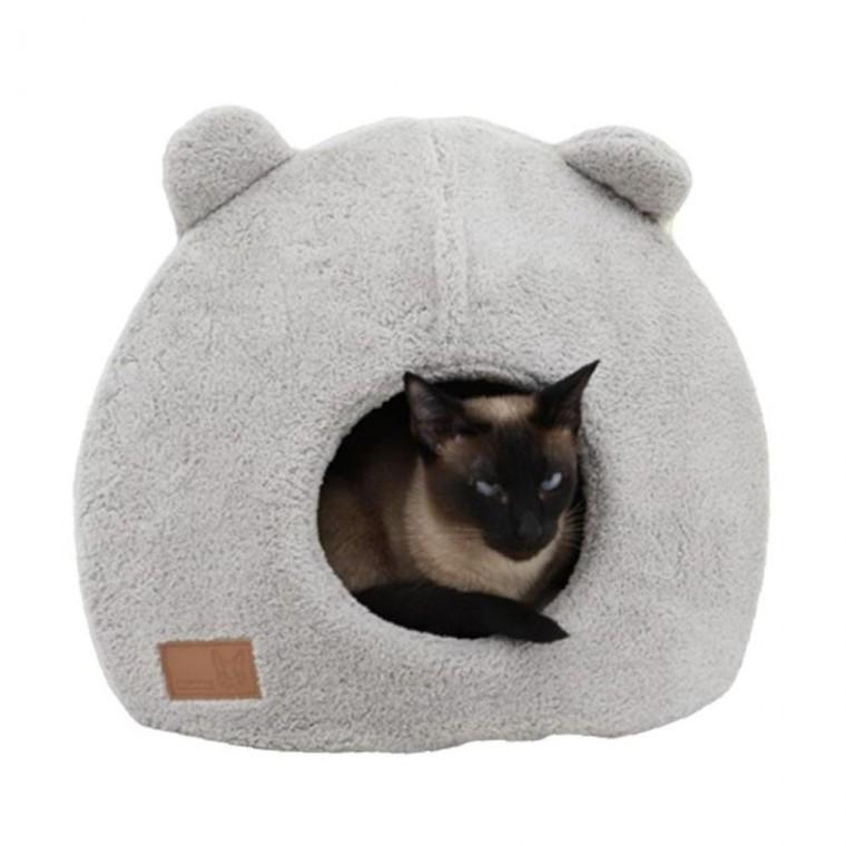 고양이 극세사 에센셜 그레이 1P 강아지 겨울 숨숨집