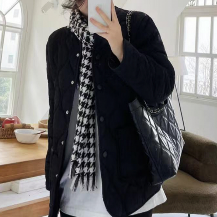 겨울 퀼팅 누빔점퍼 양털 배색 여성용 캐주얼 방한 아우터