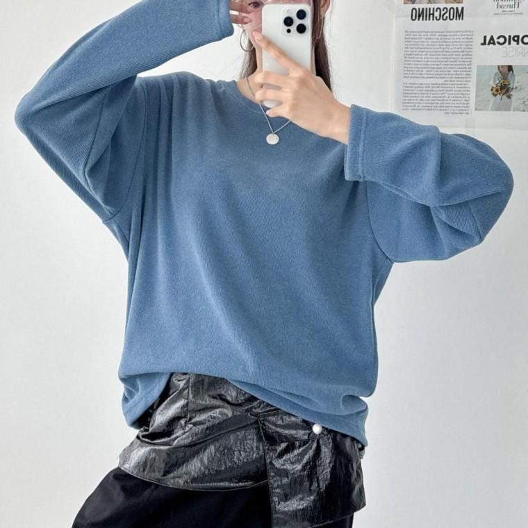 라운드 긴팔 여자 니트 티셔츠 데일리룩 캐주얼 스웨터 겨울
