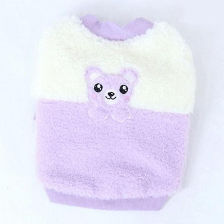 곰돌이 패치탑 슬림 보라 1P 자수 시보리 겨울옷