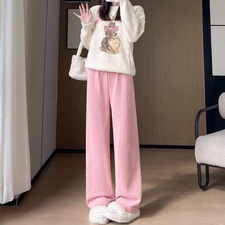 HL] 팬츠 기모 와이드 겨울 이삭 패턴 스노우 반바지