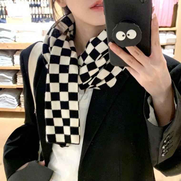 4바둑 니트 머플러 머플러 두가지 사이즈 바둑무늬 머플러 겨울패션 포인트 머플러