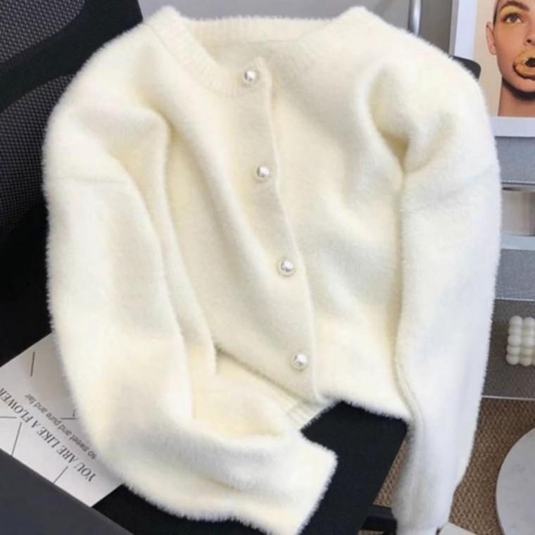 가디건 퍼 라운드넥 퍼자켓 도톰한 코디 가을 겨울