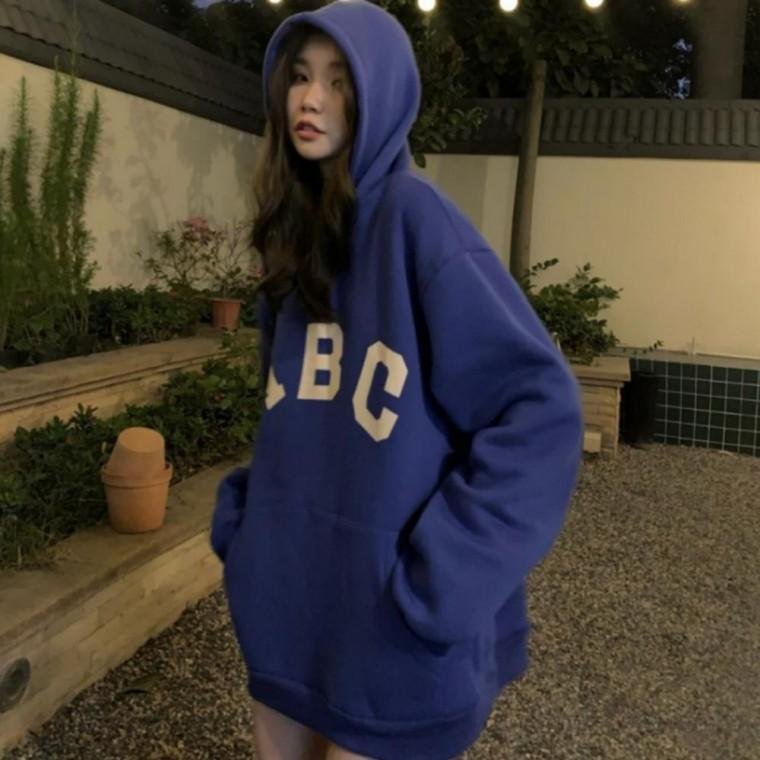 여성 겨울 오버핏 루즈핏 ABC 기모 후드 티셔츠